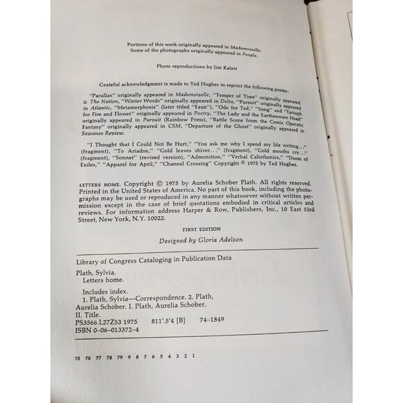 Letters Home by Sylvia Plath, Correspondence 1950-1963, Hardcover 1975 First Ed. - Picture 15 of 16